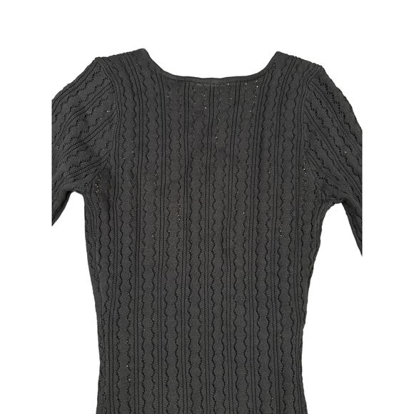 Tiger Mist - Florence Pointelle Knit Long Sleeve Mini Dress in Black - Picture 3 of 5